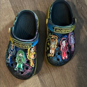 CROCS Black and Yellow Rainbow High Clogs size 12